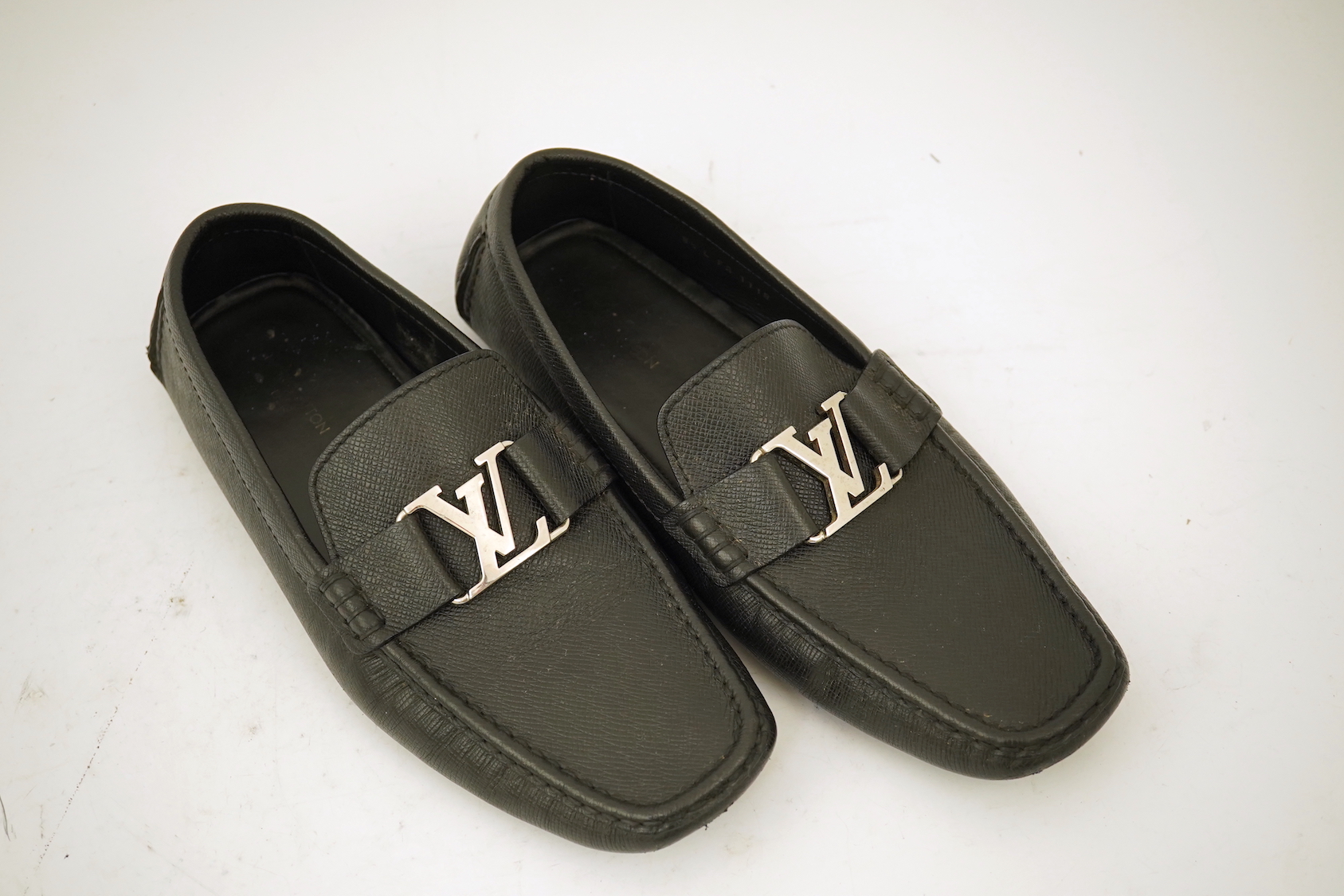 A pair of black Louis Vuitton Monte Carlo gentleman's loafers, UK 8.5